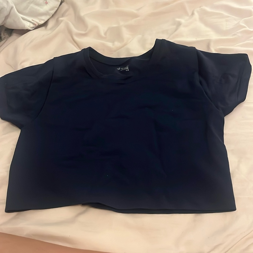 Aerie Seamless Cropped Navy Blue T-Shirt